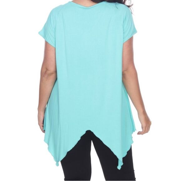 White Mark Womens V Neck Short Sleeve Tunic Top mint Women's Top - Picture 5 of 14